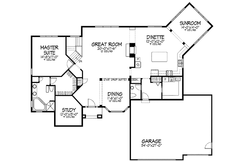 Dream House Plan - Floor Plan - Main Floor for Traditional House Plan #51-788 - 4 bed, 3 bath