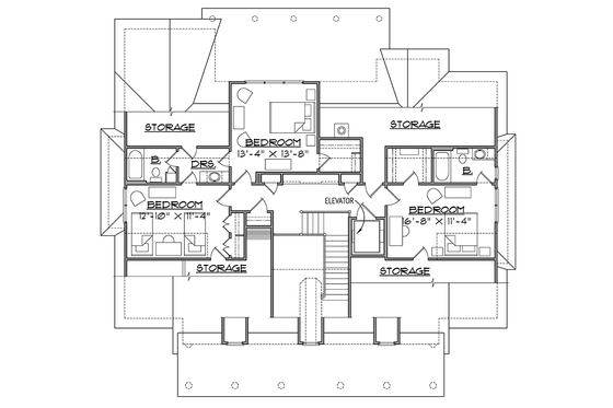 Floor Plan - Upper Floor for Southern House Plan #1054-19 - 4 bed, 3.5 bath