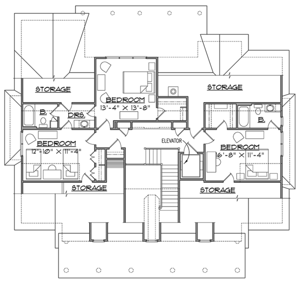 House Design - Southern Floor Plan - Upper Floor Plan #1054-19