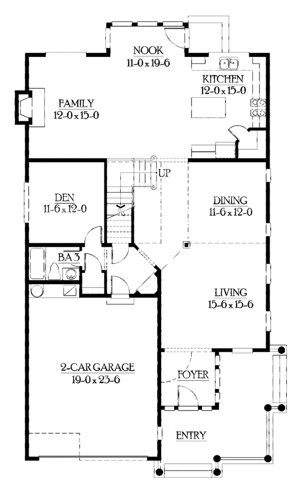 Architectural House Design - Craftsman Floor Plan - Main Floor Plan #132-404