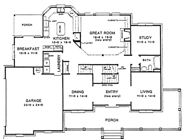 Home Plan - Country Floor Plan - Main Floor Plan #10-288