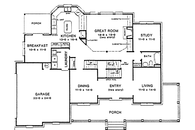 Dream House Plan - Floor Plan - Main Floor for Country House Plan #10-288 - 4 bed, 4 bath