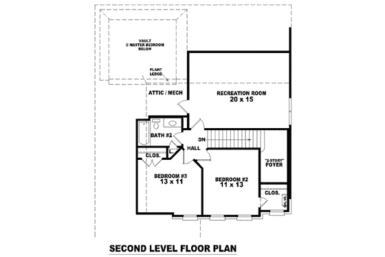 Floor Plan - Upper Floor for European House Plan #81-787 - 3 bed, 2.5 bath