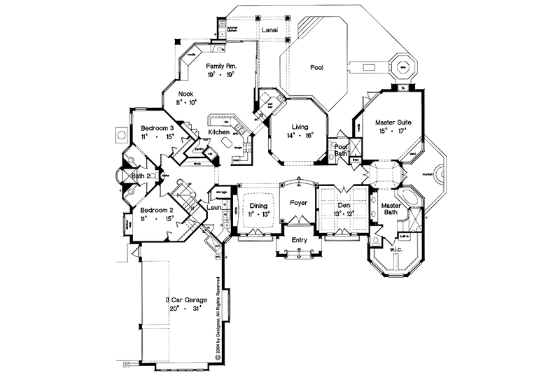 Home Plan - Floor Plan - Main Floor for European House Plan #417-629 - 3 bed, 3 bath