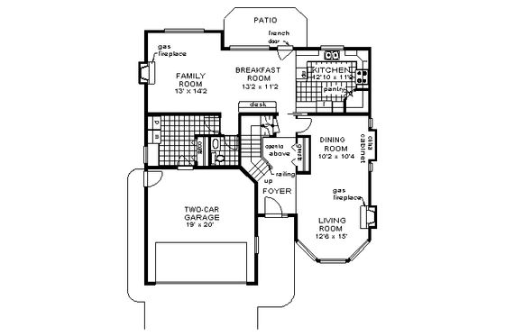 Floor Plan - Main Floor for Mediterranean House Plan #18-257 - 4 bed, 2.5 bath