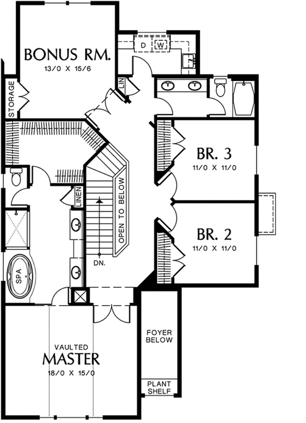 Dream House Plan - Traditional Floor Plan - Upper Floor Plan #48-888
