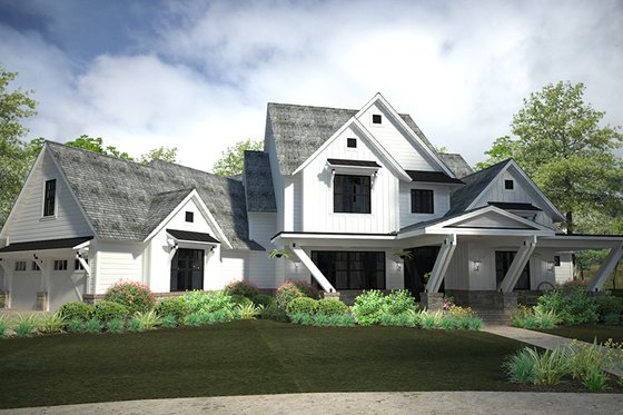 Exterior - Front Elevation 4 for Country House Plan #120-250 - 4 bed, 4.5 bath