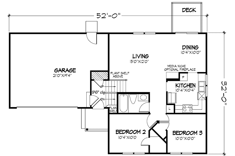 Dream House Plan - Floor Plan - Main Floor for Traditional House Plan #320-1448 - 3 bed, 2 bath