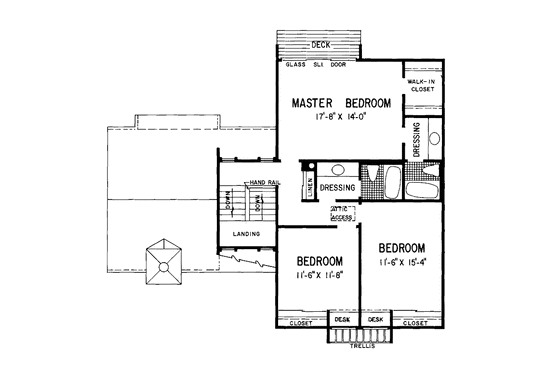 Floor Plan - Upper Floor for Contemporary House Plan #72-1057 - 3 bed, 2 bath
