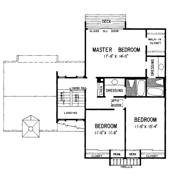 House Blueprint - Contemporary Floor Plan - Upper Floor Plan #72-1057