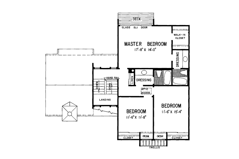 Dream House Plan - Floor Plan - Upper Floor for Contemporary House Plan #72-1057 - 3 bed, 2 bath
