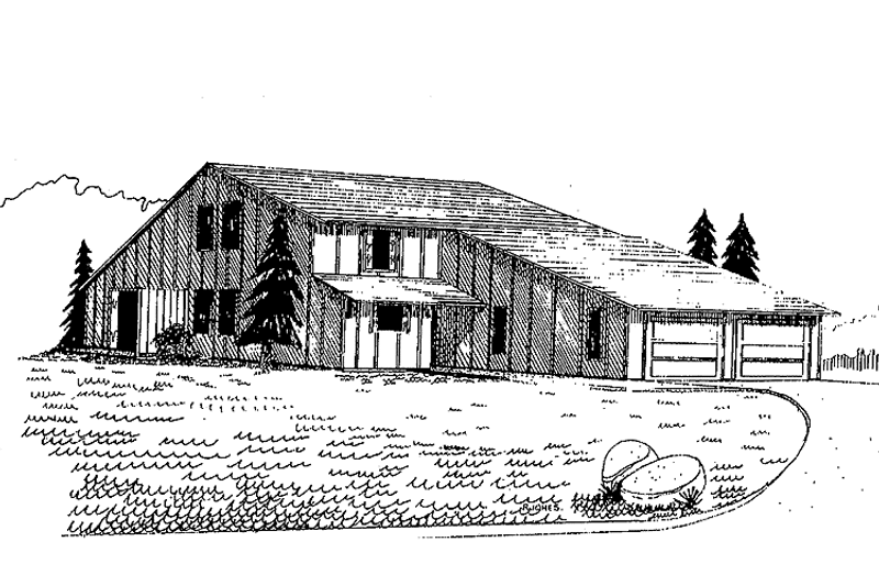 Home Plan - Exterior - Front Elevation 3 for Contemporary House Plan #60-748 - 3 bed, 2 bath