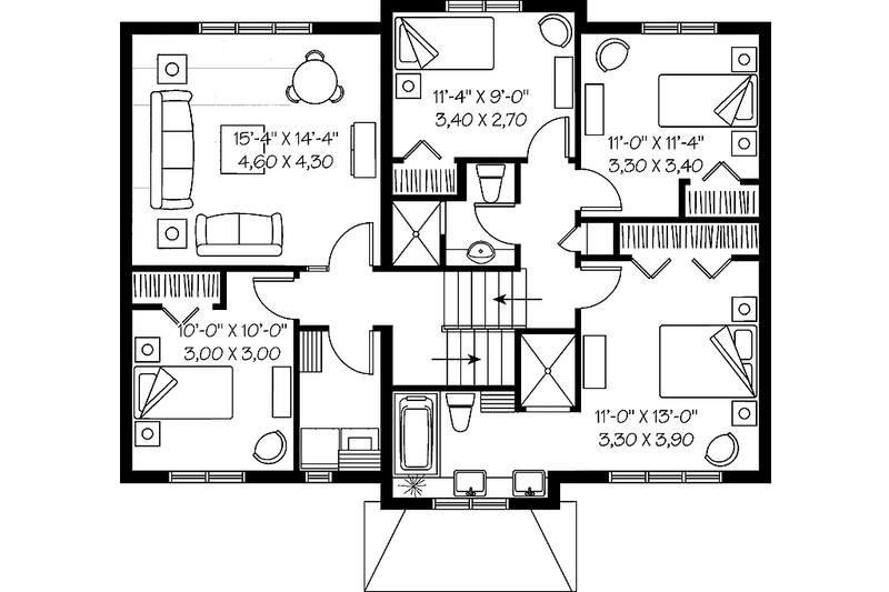 Home Plan - Floor Plan - Upper Floor for Traditional House Plan #23-2391 - 4 bed, 2.5 bath