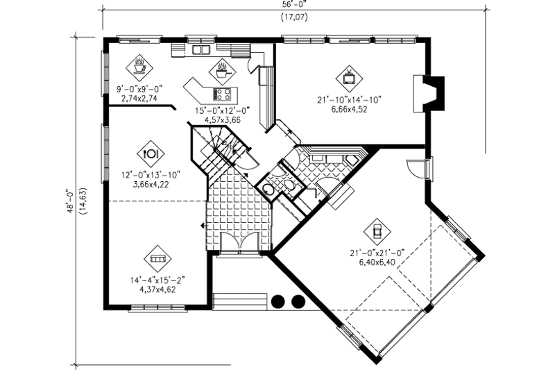 House Plan Design - Floor Plan - Main Floor for Traditional House Plan #25-2109 - 4 bed, 2.5 bath