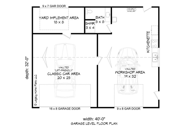 Architectural House Design - Floor Plan - Main Floor for Southern House Plan #932-777, 1 bath