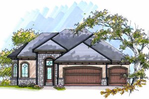 European Exterior - Front Elevation Plan #70-991