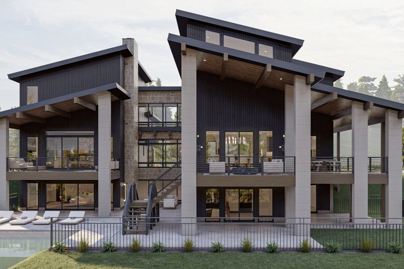 Dream House Plan - Exterior - Rear Elevation for Modern House Plan #455-617 - 4 bed, 3.5 bath