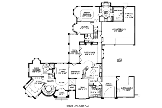 Floor Plan - Main Floor for European House Plan #141-280 - 5 bed, 6.5 bath