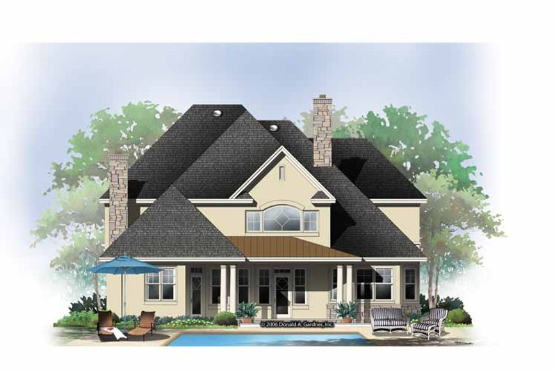 Home Plan - Exterior - Rear Elevation 1 for European House Plan #929-863 - 4 bed, 3.5 bath