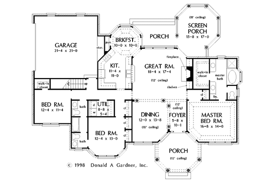 Floor Plan - Main Floor for Ranch House Plan #929-302 - 3 bed, 2.5 bath