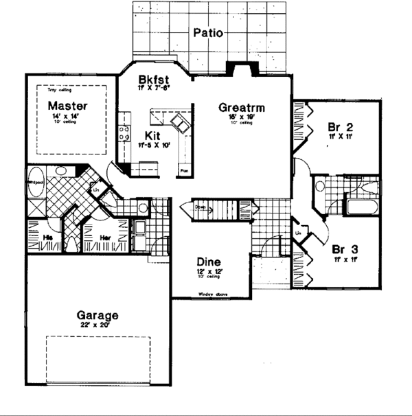 House Design - Ranch Floor Plan - Main Floor Plan #300-121