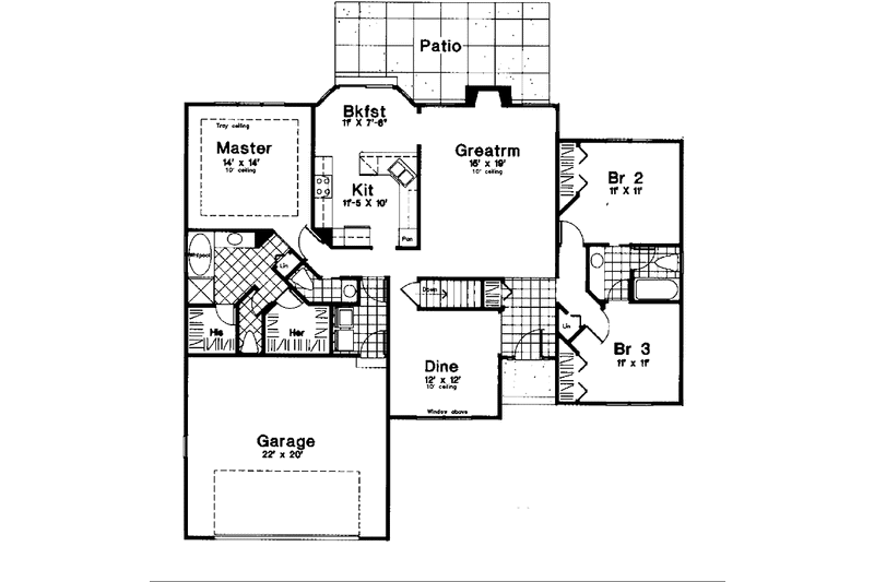 Dream House Plan - Floor Plan - Main Floor for Ranch House Plan #300-121 - 3 bed, 2.5 bath