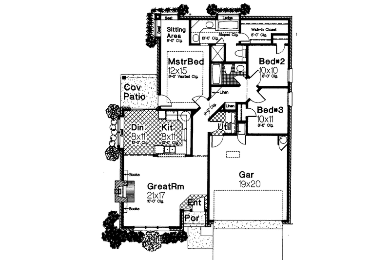 Architectural House Design - Floor Plan - Main Floor for Ranch House Plan #310-1219 - 3 bed, 2 bath