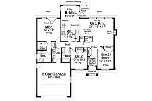 Floor Plan - Main Floor for Ranch House Plan #126-180 - 3 bed, 2 bath