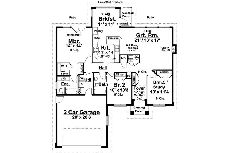 Home Plan - Floor Plan - Main Floor for Ranch House Plan #126-180 - 3 bed, 2 bath