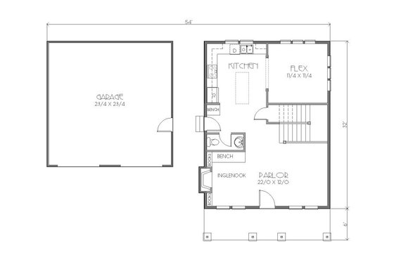 Floor Plan - Main Floor for Country House Plan #423-37 - 3 bed, 2.5 bath