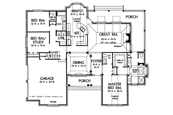 Floor Plan - Main Floor for Ranch House Plan #929-293 - 3 bed, 2.5 bath