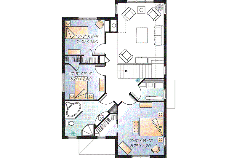 Home Plan - Floor Plan - Upper Floor for Traditional House Plan #23-671 - 3 bed, 2 bath