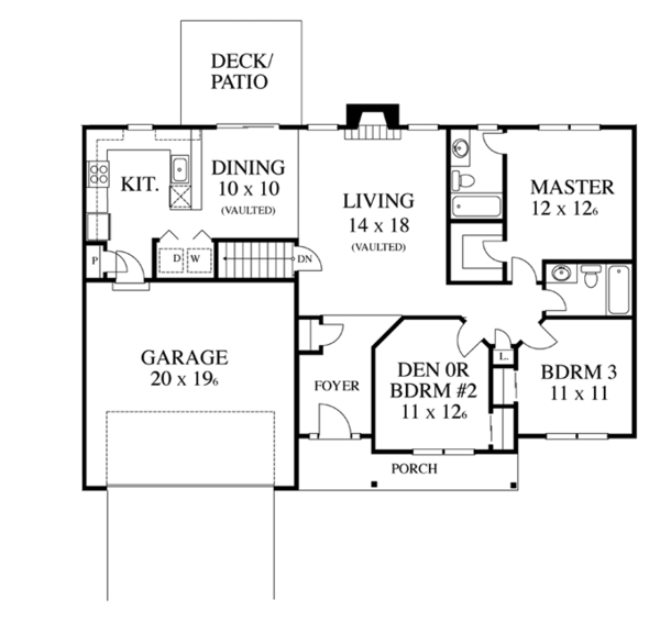 House Design - Colonial Floor Plan - Main Floor Plan #1053-17