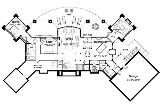 Floor Plan - Lower Floor for Contemporary House Plan #928-67 - 4 bed, 4 bath