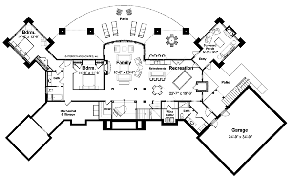 Contemporary Floor Plan - Lower Floor Plan #928-67