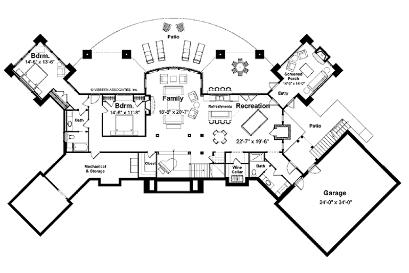 Dream House Plan - Floor Plan - Lower Floor for Contemporary House Plan #928-67 - 4 bed, 4 bath