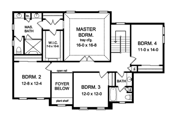 House Design - Colonial Floor Plan - Upper Floor Plan #1010-169