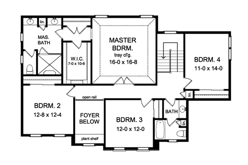 Architectural House Design - Floor Plan - Upper Floor for Colonial House Plan #1010-169 - 4 bed, 2.5 bath