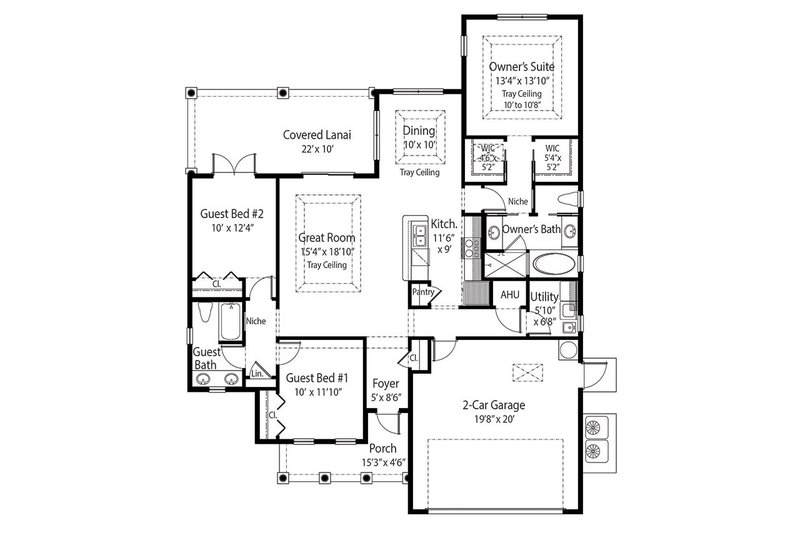 Home Plan - Floor Plan - Main Floor for Mediterranean House Plan #938-22 - 3 bed, 2 bath
