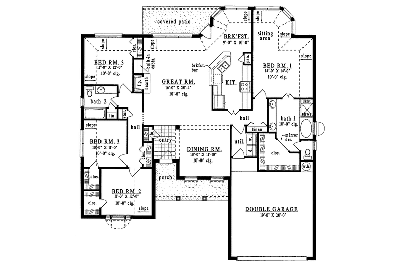 Dream House Plan - Floor Plan - Main Floor for European House Plan #42-519 - 4 bed, 2 bath