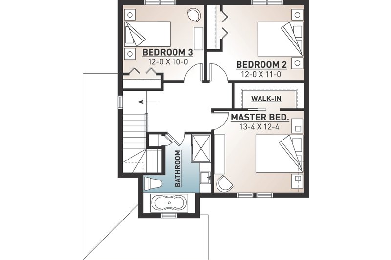 Dream House Plan - Floor Plan - Upper Floor for Country House Plan #23-2407 - 3 bed, 1.5 bath