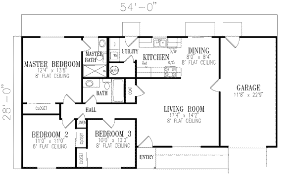 Home Plan - Ranch Floor Plan - Main Floor Plan #1-155