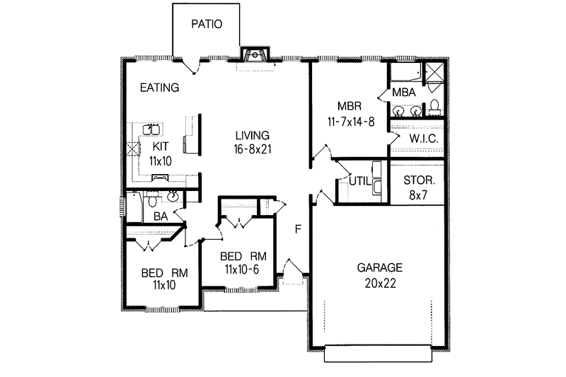 Home Plan - Floor Plan - Main Floor for Ranch House Plan #15-353 - 3 bed, 2 bath