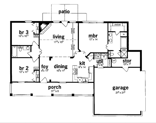 Dream House Plan - Country Floor Plan - Main Floor Plan #36-572