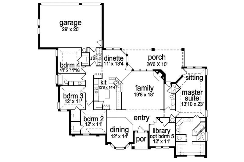 Home Plan - Floor Plan - Main Floor for Country House Plan #84-646 - 4 bed, 3 bath