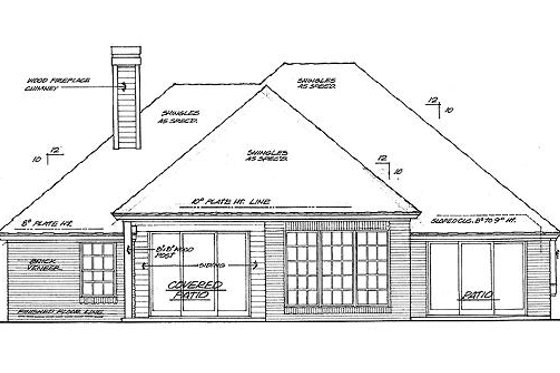 Exterior - Rear Elevation for European House Plan #310-769 - 3 bed, 2 bath