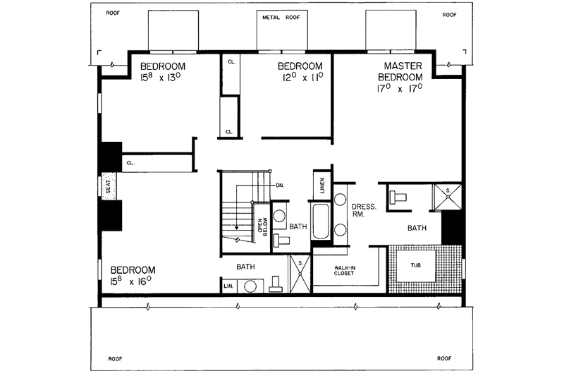 Home Plan - Floor Plan - Upper Floor for Colonial House Plan #72-699 - 4 bed, 3.5 bath