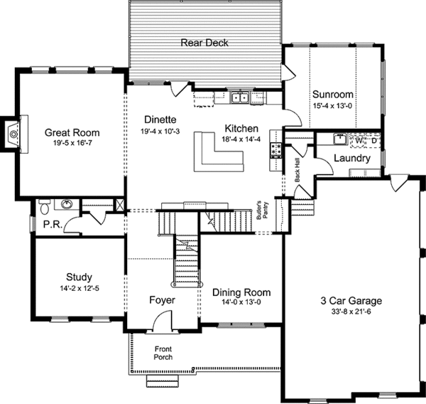 Architectural House Design - European Floor Plan - Main Floor Plan #994-33
