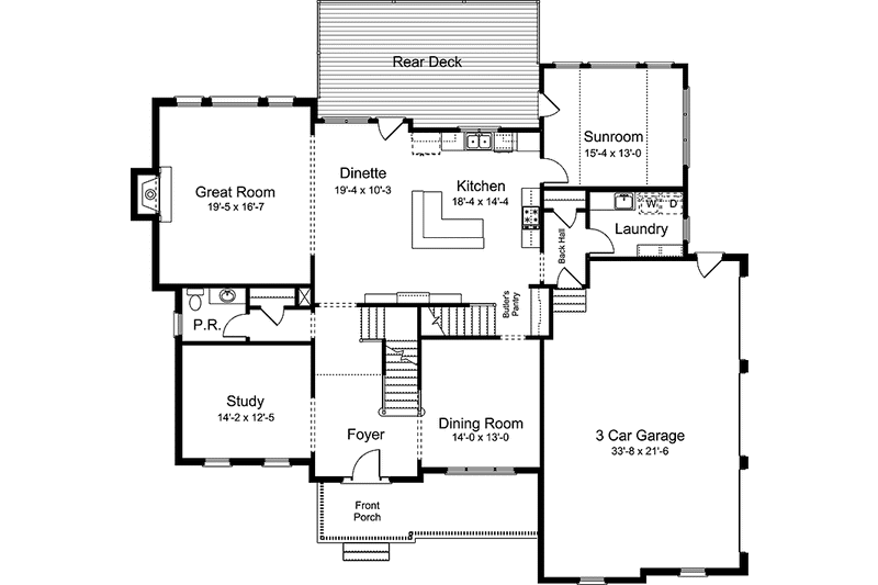 Dream House Plan - Floor Plan - Main Floor for European House Plan #994-33 - 4 bed, 3.5 bath