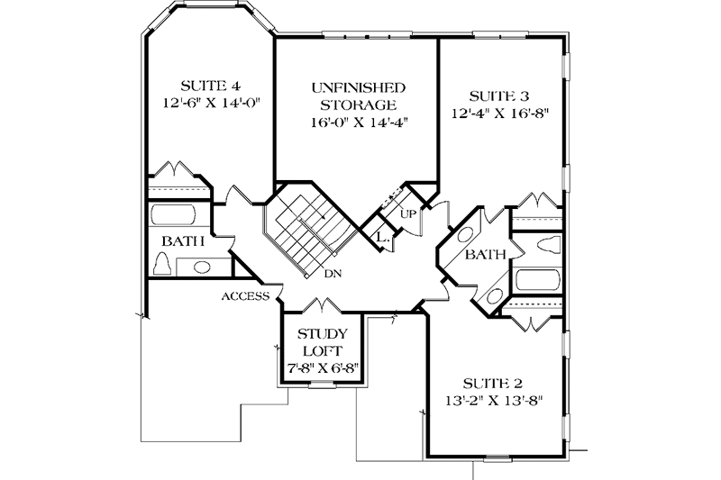 Dream House Plan - Floor Plan - Upper Floor for Traditional House Plan #453-140 - 4 bed, 3.5 bath
